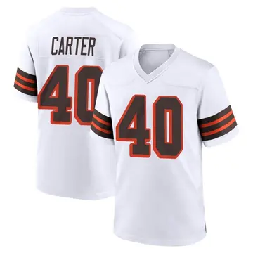 Nike Jermaine Carter Men's Game Cleveland Browns White 1946 Collection Alternate Jersey