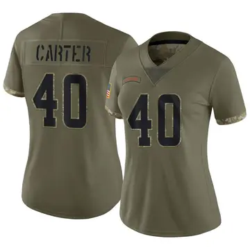 Nike Jermaine Carter Women's Limited Cleveland Browns Olive 2022 Salute To Service Jersey