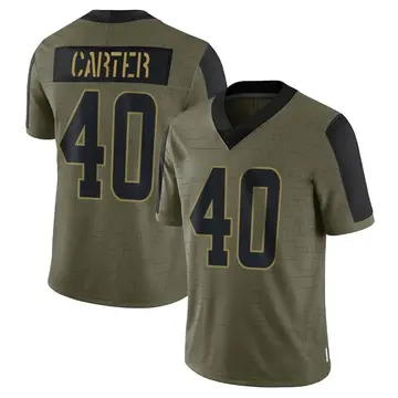 Nike Jermaine Carter Youth Limited Cleveland Browns Olive 2021 Salute To Service Jersey