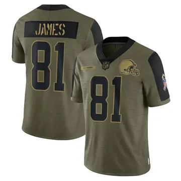 Nike Jesse James Men's Limited Cleveland Browns Olive 2021 Salute To Service Jersey