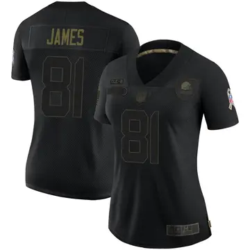 Nike Jesse James Women's Limited Cleveland Browns Black 2020 Salute To Service Jersey