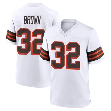 Nike Jim Brown Men's Game Cleveland Browns White 1946 Collection Alternate Jersey