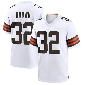 Nike Jim Brown Men's Game Cleveland Browns White Jersey