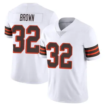 Nike Jim Brown Men's Limited Cleveland Browns White Vapor 1946 Collection Alternate Jersey