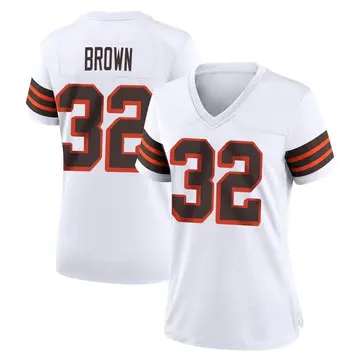 Nike Jim Brown Women's Game Cleveland Browns White 1946 Collection Alternate Jersey