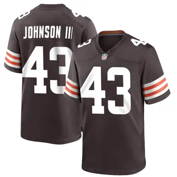 Nike John Johnson III Men's Game Cleveland Browns Brown Team Color Jersey