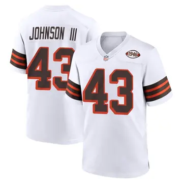 Nike John Johnson III Men's Game Cleveland Browns White 1946 Collection Alternate Jersey