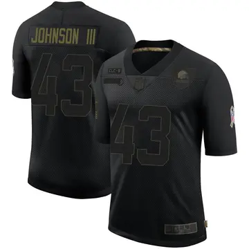 Nike John Johnson III Men's Limited Cleveland Browns Black 2020 Salute To Service Jersey