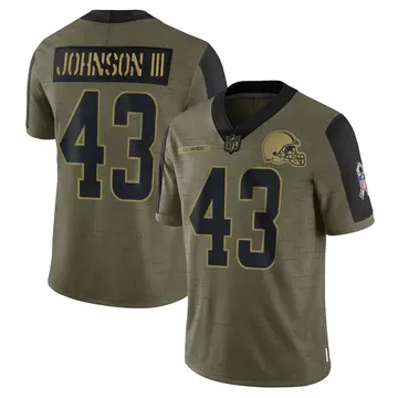 Nike John Johnson III Men's Limited Cleveland Browns Olive 2021 Salute To Service Jersey