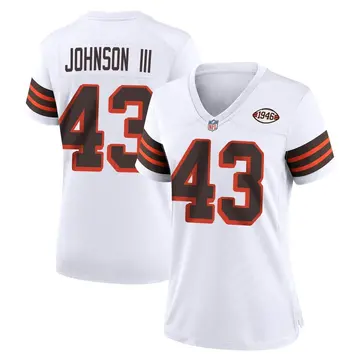 Nike John Johnson III Women's Game Cleveland Browns White 1946 Collection Alternate Jersey