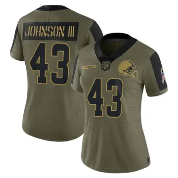 Nike John Johnson III Women's Limited Cleveland Browns Olive 2021 Salute To Service Jersey