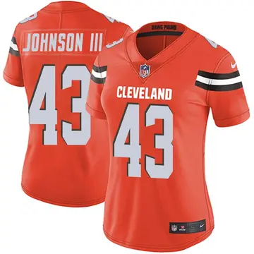 Nike John Johnson III Women's Limited Cleveland Browns Orange Alternate Vapor Untouchable Jersey