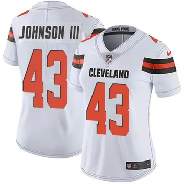 Nike John Johnson III Women's Limited Cleveland Browns White Vapor Untouchable Jersey