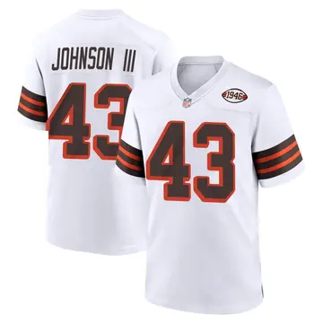 Nike John Johnson III Youth Game Cleveland Browns White 1946 Collection Alternate Jersey