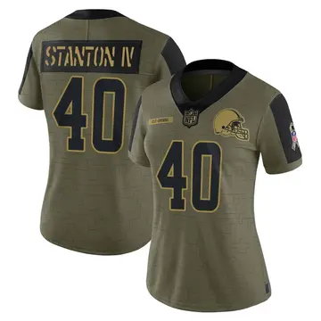 Nike Johnny Stanton IV Women's Limited Cleveland Browns Olive 2021 Salute To Service Jersey