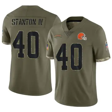 Nike Johnny Stanton IV Youth Limited Cleveland Browns Olive 2022 Salute To Service Jersey