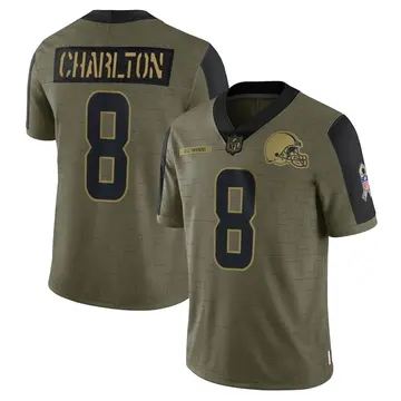 Nike Joseph Charlton Men's Limited Cleveland Browns Olive 2021 Salute To Service Jersey