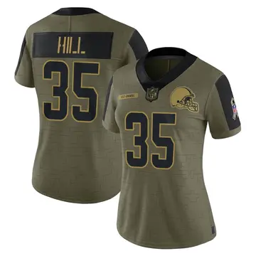 Nike Lavert Hill Women's Limited Cleveland Browns Olive 2021 Salute To Service Jersey