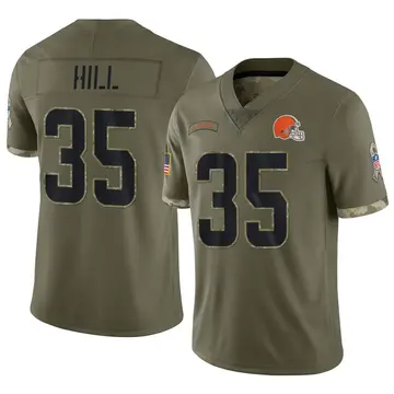 Nike Lavert Hill Youth Limited Cleveland Browns Olive 2022 Salute To Service Jersey