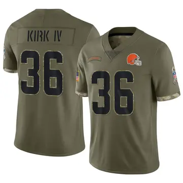 Nike Luther Kirk IV Men's Limited Cleveland Browns Olive 2022 Salute To Service Jersey