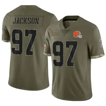 Nike Malik Jackson Men's Limited Cleveland Browns Olive 2022 Salute To Service Jersey