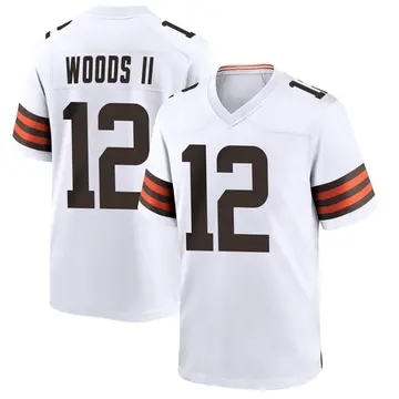 Nike Michael Woods II Men's Game Cleveland Browns White Jersey