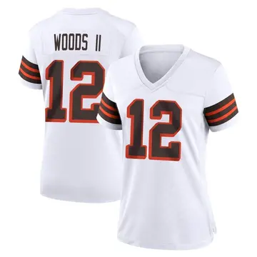 Nike Michael Woods II Women's Game Cleveland Browns White 1946 Collection Alternate Jersey