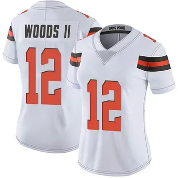 Nike Michael Woods II Women's Limited Cleveland Browns White Vapor Untouchable Jersey