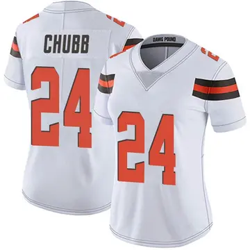 Nike Nick Chubb Women's Limited Cleveland Browns White Vapor Untouchable Jersey