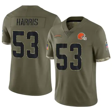 Nike Nick Harris Men's Limited Cleveland Browns Olive 2022 Salute To Service Jersey