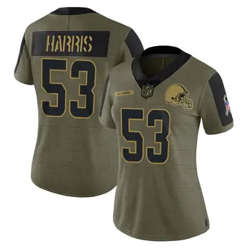 Nike Nick Harris Women's Limited Cleveland Browns Olive 2021 Salute To Service Jersey