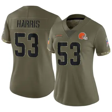 Nike Nick Harris Women's Limited Cleveland Browns Olive 2022 Salute To Service Jersey