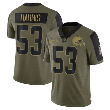 Nike Nick Harris Youth Limited Cleveland Browns Olive 2021 Salute To Service Jersey