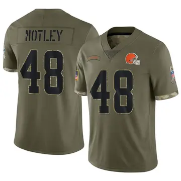 Nike Parnell Motley Men's Limited Cleveland Browns Olive 2022 Salute To Service Jersey