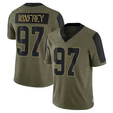 Nike Perrion Winfrey Men's Limited Cleveland Browns Olive 2021 Salute To Service Jersey