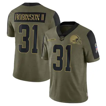 Nike Reggie Robinson II Men's Limited Cleveland Browns Olive 2021 Salute To Service Jersey