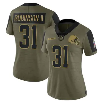 Nike Reggie Robinson II Women's Limited Cleveland Browns Olive 2021 Salute To Service Jersey