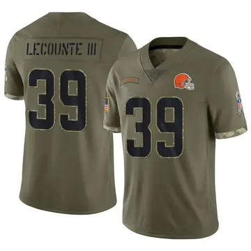 Nike Richard LeCounte III Men's Limited Cleveland Browns Olive 2022 Salute To Service Jersey