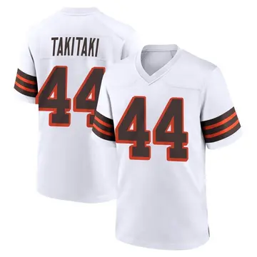 Nike Sione Takitaki Men's Game Cleveland Browns White 1946 Collection Alternate Jersey