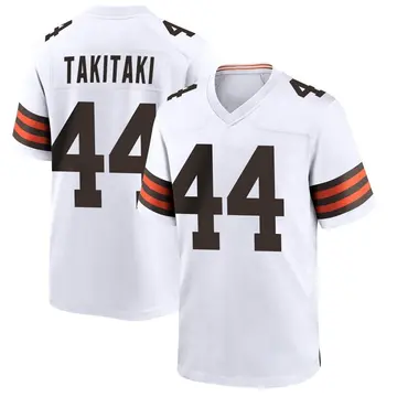 Nike Sione Takitaki Men's Game Cleveland Browns White Jersey