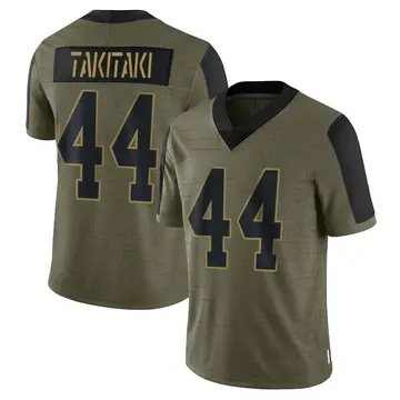 Nike Sione Takitaki Men's Limited Cleveland Browns Olive 2021 Salute To Service Jersey