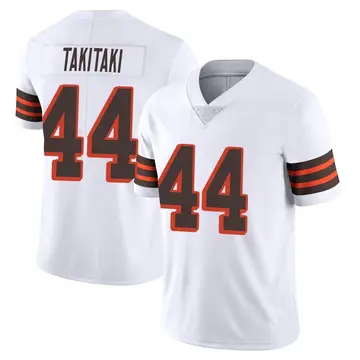 Nike Sione Takitaki Men's Limited Cleveland Browns White Vapor 1946 Collection Alternate Jersey