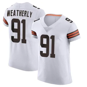 Nike Stephen Weatherly Men's Elite Cleveland Browns White Vapor Jersey