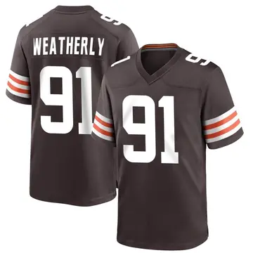 Nike Stephen Weatherly Men's Game Cleveland Browns Brown Team Color Jersey