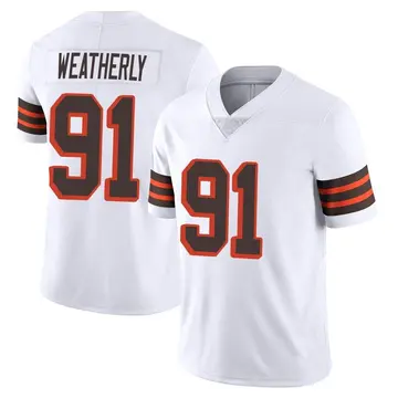 Nike Stephen Weatherly Men's Limited Cleveland Browns White Vapor 1946 Collection Alternate Jersey