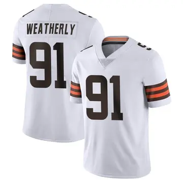 Nike Stephen Weatherly Men's Limited Cleveland Browns White Vapor Untouchable Jersey