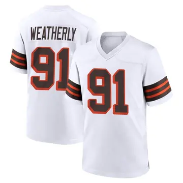 Nike Stephen Weatherly Youth Game Cleveland Browns White 1946 Collection Alternate Jersey