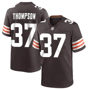 Nike Tedric Thompson Men's Game Cleveland Browns Brown Team Color Jersey