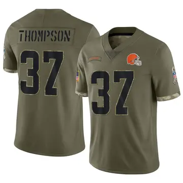 Nike Tedric Thompson Men's Limited Cleveland Browns Olive 2022 Salute To Service Jersey