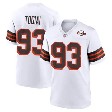 Nike Tommy Togiai Men's Game Cleveland Browns White 1946 Collection Alternate Jersey